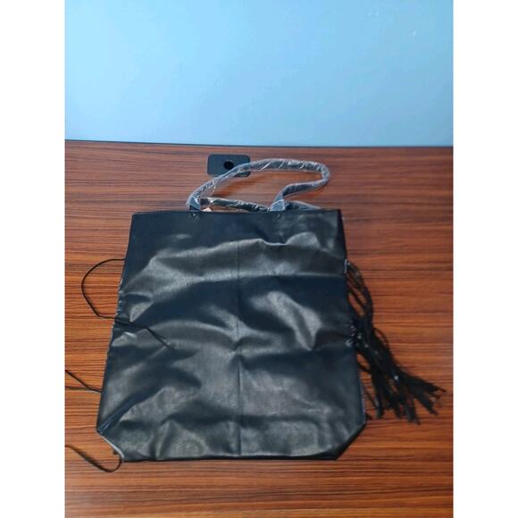Victoria's Secret Black Handbag Tote Big Fringe NWT Hobo Fun Diva Sexy Fun - Picture 6 of 10